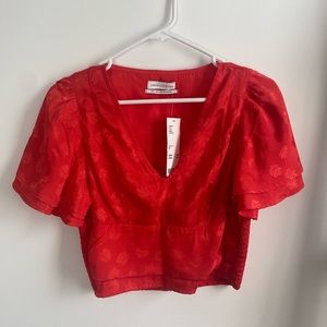 NWT Urban Outfitters Women's Webster Jacquard Flutter Sleeve Top, Size M